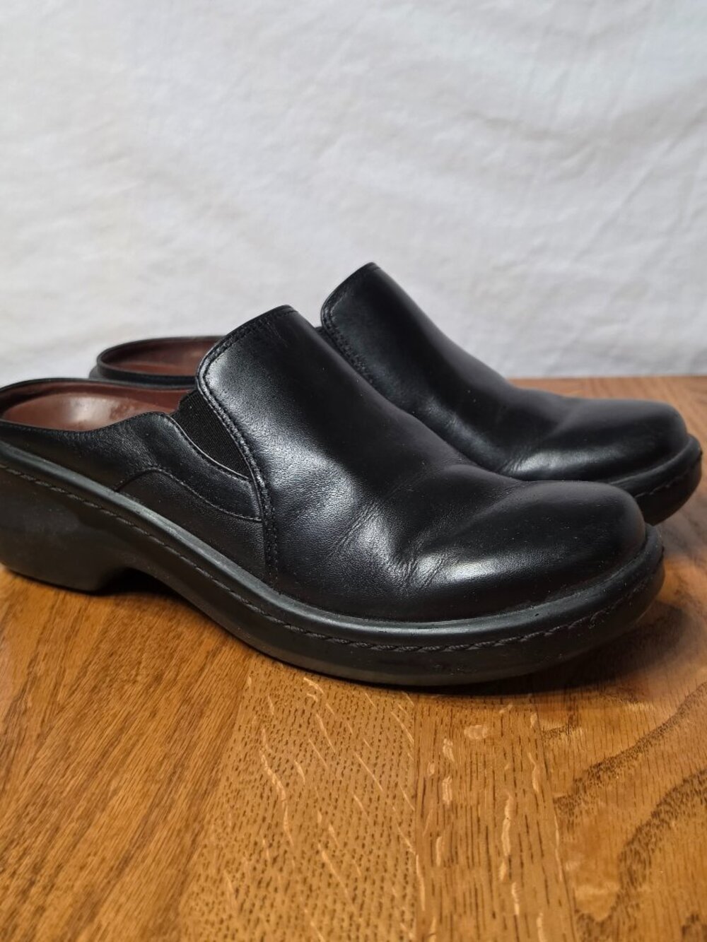 Naturalizer Vintage Black Leather Slide On Loafer Mules Women Size 7.5